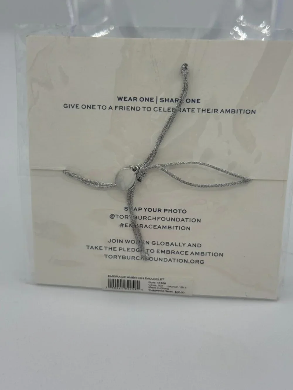NWT Tory Burch Foundation Embrace Ambition Silver Bracelet